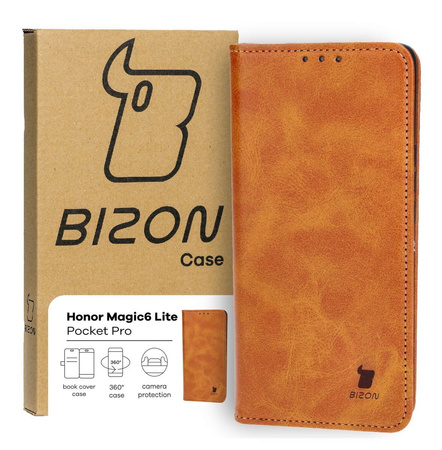 Etui z klapką Bizon Case Pocket Pro do Honor Magic6 Lite, brązowe