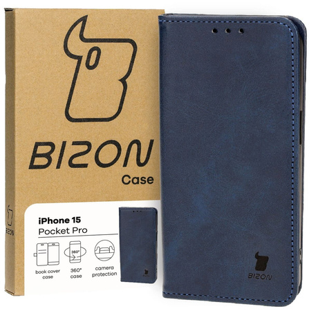 Etui z klapką Bizon Case Pocket Pro do iPhone 15, granatowe