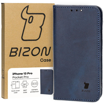 Etui z klapką Bizon Case Pocket Pro do iPhone 13 Pro, granatowe