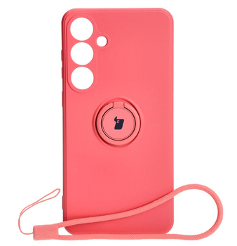 Etui Bizon Case Silicone Ring Sq do Galaxy S24 Plus, brudny róż