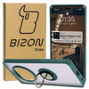 Etui z uchwytem na palec Bizon Case Hybrid Ring do Honor Magic7 Lite, przydymione z ciemnozieloną ramką