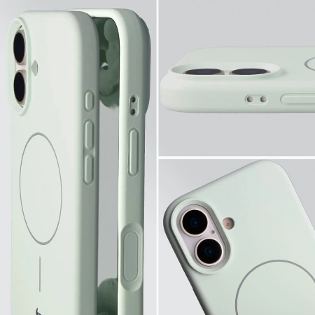 Silikonowe etui z pierścieniem magnetycznym Bizon Soft Case Magnetic do iPhone 17, pistacjowe