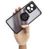 Etui z uchwytem na palec Bizon Case Hybrid Ring do Xiaomi Redmi Note 12 Pro+ 5G, przydymione z czarną ramką