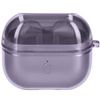Elastyczne etui z karabińczykiem Bizon Case Headphone Clear do Galaxy Buds 3/3 Pro/3 FE przeźroczysto-fioletowe