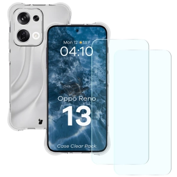 Elastyczne etui + 2x szkło hartowane Bizon Case Clear Pack do Oppo Reno13