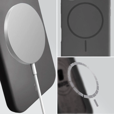 Silikonowe etui z pierścieniem magnetycznym Bizon Soft Case Magnetic do iPhone 17 Pro Max, grafitowe