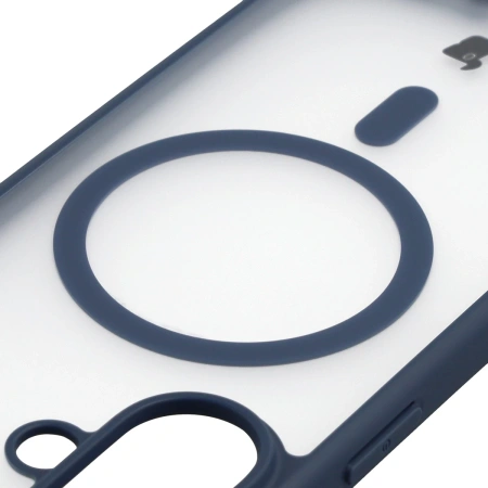 Etui z pierścieniem magnetycznym + szkło hartowane Bizon MatteO Pack do iPhone 17, przydymione-granatowe