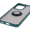 Etui z uchwytem na palec Bizon Case Hybrid Ring do Oppo Reno13, przydymione z ciemnozieloną ramką
