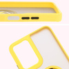 Etui z uchwytem na palec Bizon Case Hybrid Ring do Motorola Moto G35 5G, przydymione z żółtą ramką
