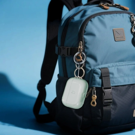 Elastyczne etui z karabińczykiem Bizon Case Headphone Clear do AirPods Pro 3, przeźroczysto-zielone