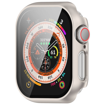 Etui ze szkłem do zegarka Bizon Case+Glass Watch do Apple Watch 11 / 10 (46mm), szampańskie