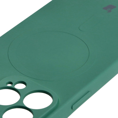 Etui silikonowe z pierścieniem magnetycznym Bizon Case Silicone Magnetic do iPhone 13 Pro, ciemnozielone