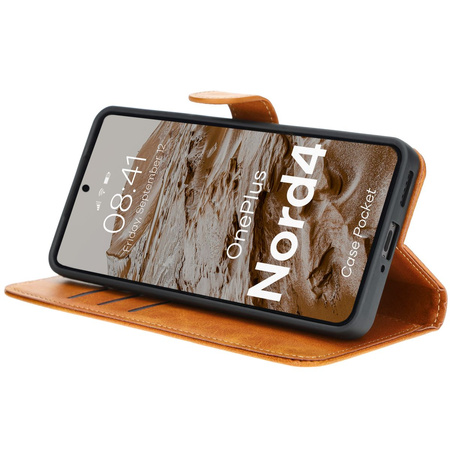 Etui z klapką Bizon Case Pocket do OnePlus Nord 4, brązowe