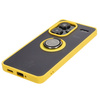 Etui z uchwytem na palec Bizon Case Hybrid Ring do Xiaomi Redmi Note 13 Pro+ 5G, przydymione z żółtą ramką