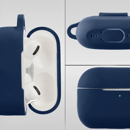 Silikonowe etui z karabińczykiem Bizon Case Headphone Silicone do AirPods Pro 2, granatowe