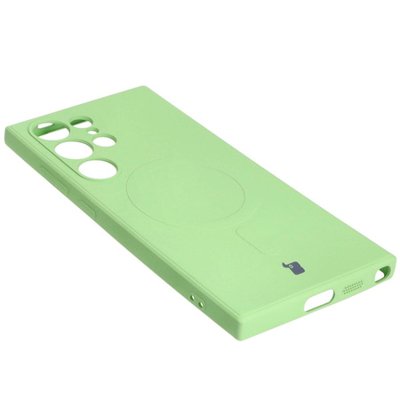 Etui Bizon Case Silicone Magnetic Sq do Galaxy S24 Ultra, jasnozielone