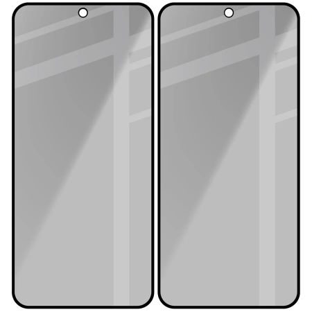 Prywatyzujące szkło hartowane Bizon Glass Edge Shadow Duo do Galaxy S25 FE / S24 FE / A36 5G / A56 5G, przyciemniane z czarną ramką, 2 sztuki