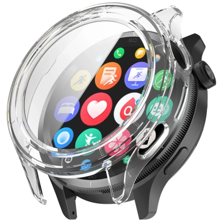 Etui ze szkłem do zegarka Bizon Case+Glass Watch do Xiaomi Watch S4, przezroczyste