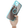 Etui z uchwytem na palec Bizon Case Hybrid Ring do iPhone 14 Plus, przydymione z jasnoniebieską ramką