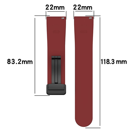 Silikonowy pasek Bizon Strap Watch Silicone L do Quick Release 22 mm, burgundowy