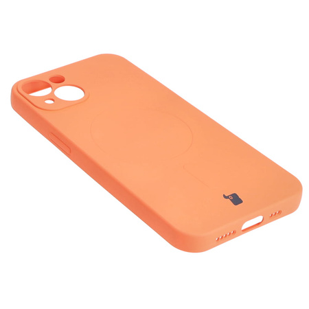 Etui silikonowe z pierścieniem magnetycznym Bizon Case Silicone Magnetic do iPhone 13, marchewkowe