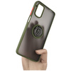 Etui z uchwytem na palec Bizon Case Hybrid Ring do Motorola Moto G22 / E32 / E32s, przydymione z zieloną ramką