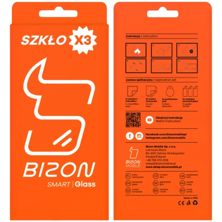 Szkło ochronne 2.5D Bizon Smart Glass do iPhone 16 Pro Max / 17 Pro Max, 3 sztuki