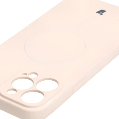 Etui silikonowe z pierścieniem magnetycznym Bizon Case Silicone Magnetic do iPhone 13 Pro Max, beżowe