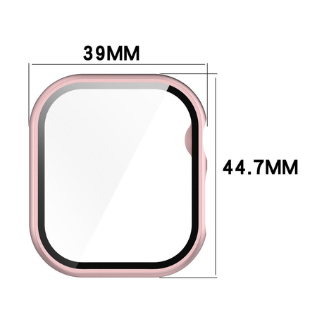 Etui ze szkłem do zegarka Bizon Case+Glass Watch do Apple Watch 11 / 10 42mm, jasnoróżowe