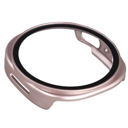 Etui ze szkłem do zegarka Bizon Case+Glass Watch do Samsung Galaxy Watch 8 40 mm, satynowo różowe