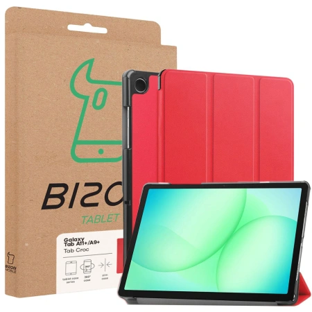 Etui z klapką Bizon Case Tab Croc do Galaxy Tab A11 Plus / A9 Plus, czerwone