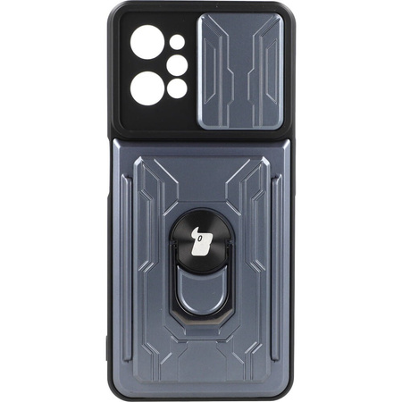 Etui Bizon Case Camshield Card Slot Ring do Realme C31, szare