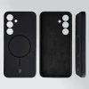 Silikonowe etui z pierścieniem magnetycznym Bizon Soft Case Magnetic do Galaxy S25 Plus, czarne