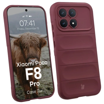 Pancerne etui Bizon Case Tur do Xiaomi POCO F8 Pro, burgundowe