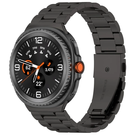 Pasek ze stali nierdzewnej Bizon Strap Watch Aura do Samsung Galaxy Watch 8 40 mm / 44 mm / 8 Classic 46 mm, czarny