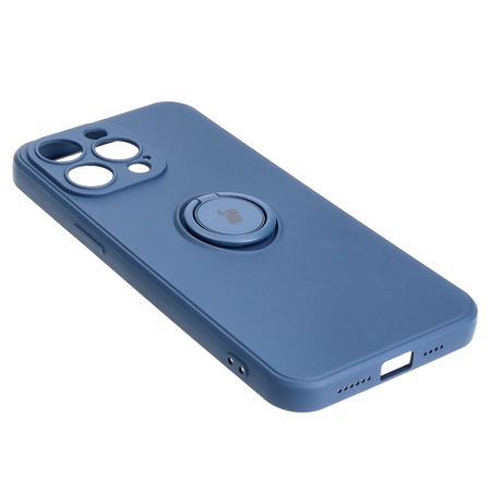 Etui Bizon Case Silicone Ring Sq do iPhone 15 Pro Max, granatowe