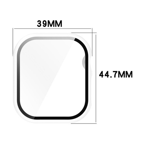 Etui ze szkłem do zegarka Bizon Case+Glass Watch do Apple Watch 11 / 10 42mm, białe