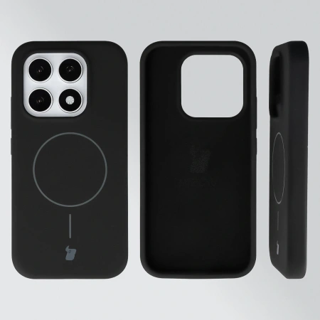 Silikonowe etui z pierścieniem magnetycznym Bizon Soft Case Magnetic do Xiaomi 17, czarne