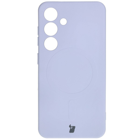 Silikonowe etui z pierścieniem magnetycznym Bizon Case Silicone Magnetic do Galaxy S25 / Galaxy S24, jasnofioletowe