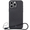 Silikonowe etui z pierścieniem magnetycznym Bizon Case Silicone Magnetic do iPhone 16 Pro Max, czarne