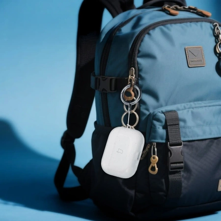 Elastyczne etui z karabińczykiem Bizon Case Headphone Clear do AirPods Pro 3, przeźroczysto-brokatowe