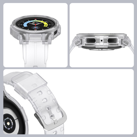 Etui z paskiem Bizon Strap + Case Watch Action Pro do Galaxy Watch 5 Pro 45 mm, przezroczyste