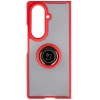 Etui z uchwytem na palec Bizon Case Hybrid Ring do Galaxy Z Fold7, przydymione z czerwoną ramką