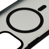 Etui z pierścieniem magnetycznym Bizon Case MatteO do iPhone 15, półprzezroczyste z czarną ramką