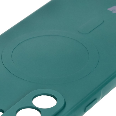 Silikonowe etui z pierścieniem magnetycznym Bizon Case Silicone Magnetic Sq do Galaxy A36 5G, ciemnozielone