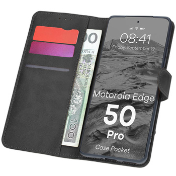 Etui z klapką Bizon Case Pocket do Motorola Edge 50 Pro, czarne