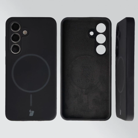 Silikonowe etui z pierścieniem magnetycznym Bizon Soft Case Magnetic do Galaxy S24, czarne