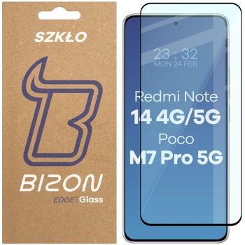 Szkło hartowane Bizon Glass Edge 2 do Xiaomi Redmi Note 14 / Poco M7 Pro 5G, czarna ramka