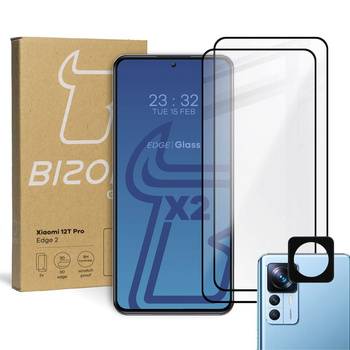 2x Szkło + szybka na aparat Bizon Edge 2 Pack do Xiaomi 12T Pro
