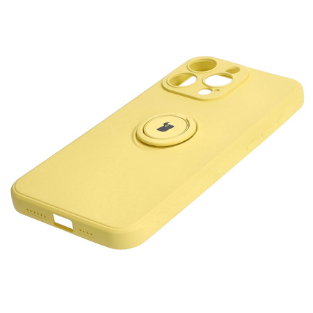 Etui Bizon Case Silicone Ring Sq do iPhone 15 Pro Max, żółte